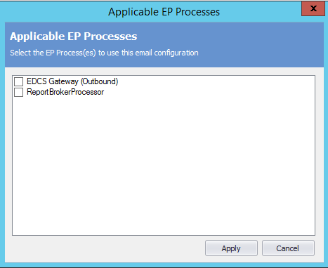 Dialog showing available EP Processes