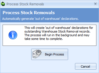 Process Stock Removals Begin Process