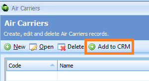 Add Air Carrier to CRM
