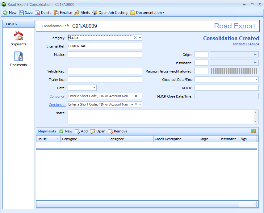 Road freight Consolidation Editor