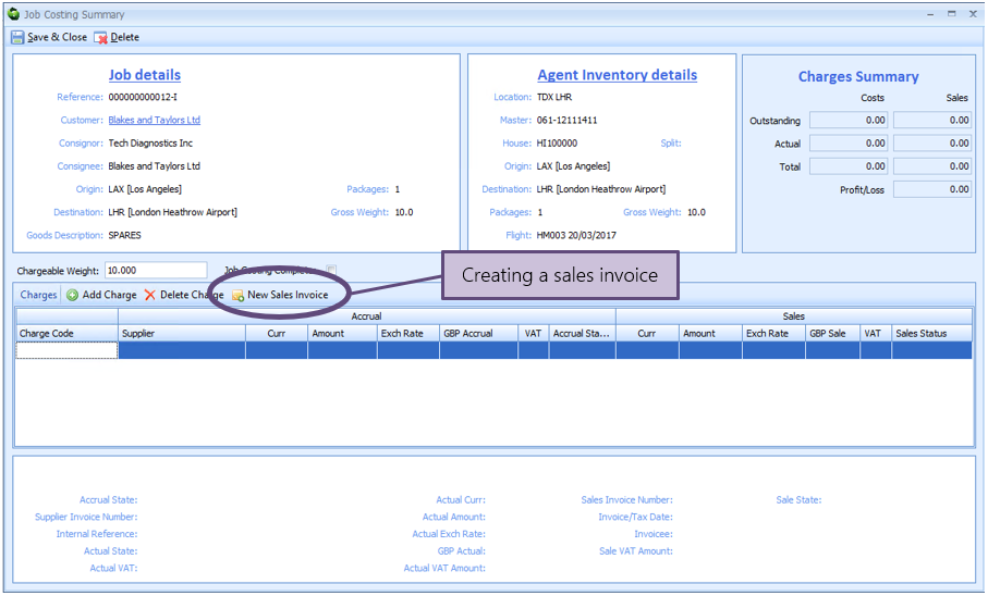 Creating a Sales invoice
