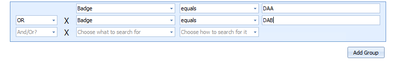 Grouping search criteria
